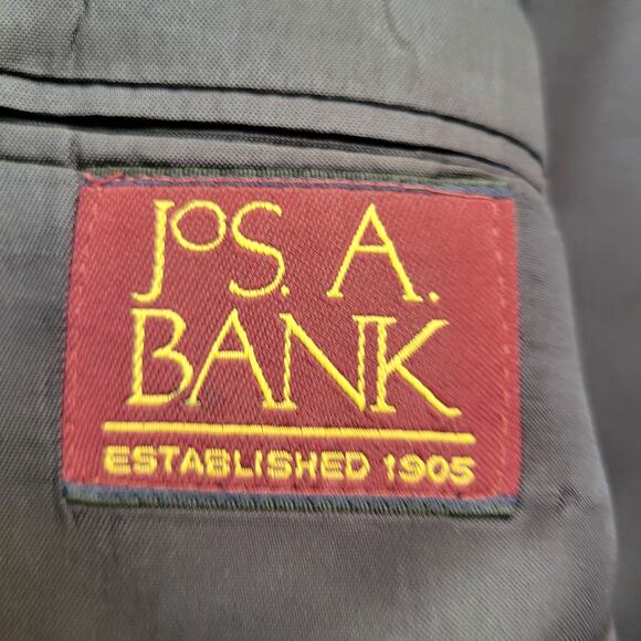 Jos A. Bank 2 PC 100% Wool Dark Charcoal Gray Plaid 2 Button Suit 46R Pant 38/32 - Picture 5 of 11